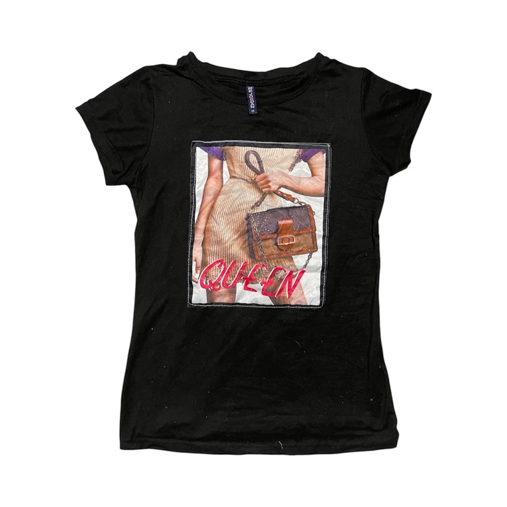 Black graphic Tee with Queen print pre-owned size medium